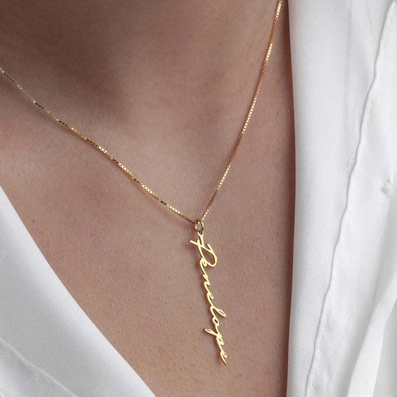 Personalized Vertical Name Necklace - Custom Name Necklace