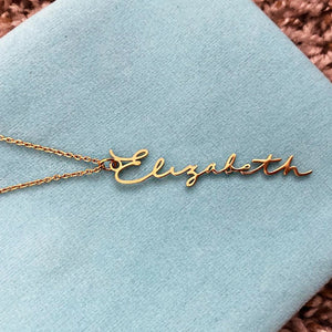 Custom Vertical Name Necklace Stainless Steel Handwriting Pendant