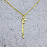 Custom Vertical Name Necklace Stainless Steel Handwriting Pendant