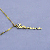 Custom Vertical Name Necklace Stainless Steel Handwriting Pendant