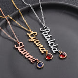 Personalized Vertical Name Necklace with Birthstone