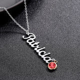 Personalized Vertical Name Necklace with Birthstone
