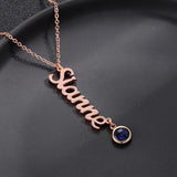Personalized Vertical Name Necklace with Birthstone
