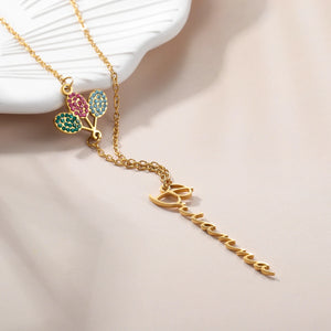 Colorful Balloons Vertical Name Necklace