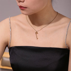 Personalized Vertical Name Pendant Necklace Stainless Steel Jewelry