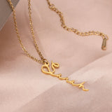 Personalized Vertical Name Pendant Necklace Stainless Steel Jewelry
