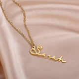 Personalized Vertical Name Pendant Necklace Stainless Steel Jewelry