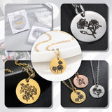 Personalized Wafer Engraved Name Necklace Flowers Pattern Nameplate Jewelry