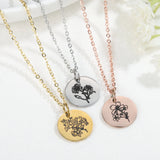 Personalized Wafer Engraved Name Necklace Flowers Pattern Nameplate Jewelry