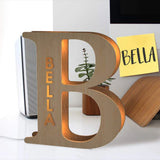 Custom Name LED Night Light Wooden Lamp for Couples Baby Room Bedroom
