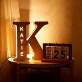 Custom Name LED Night Light Wooden Lamp for Couples Baby Room Bedroom