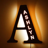 Custom Name LED Night Light Wooden Lamp for Couples Baby Room Bedroom