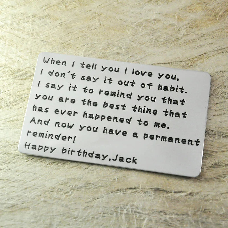 Custom Wallet Insert Card for Him - From Wife or Girlfriend