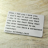 Custom Wallet Insert Card for Him - From Wife or Girlfriend