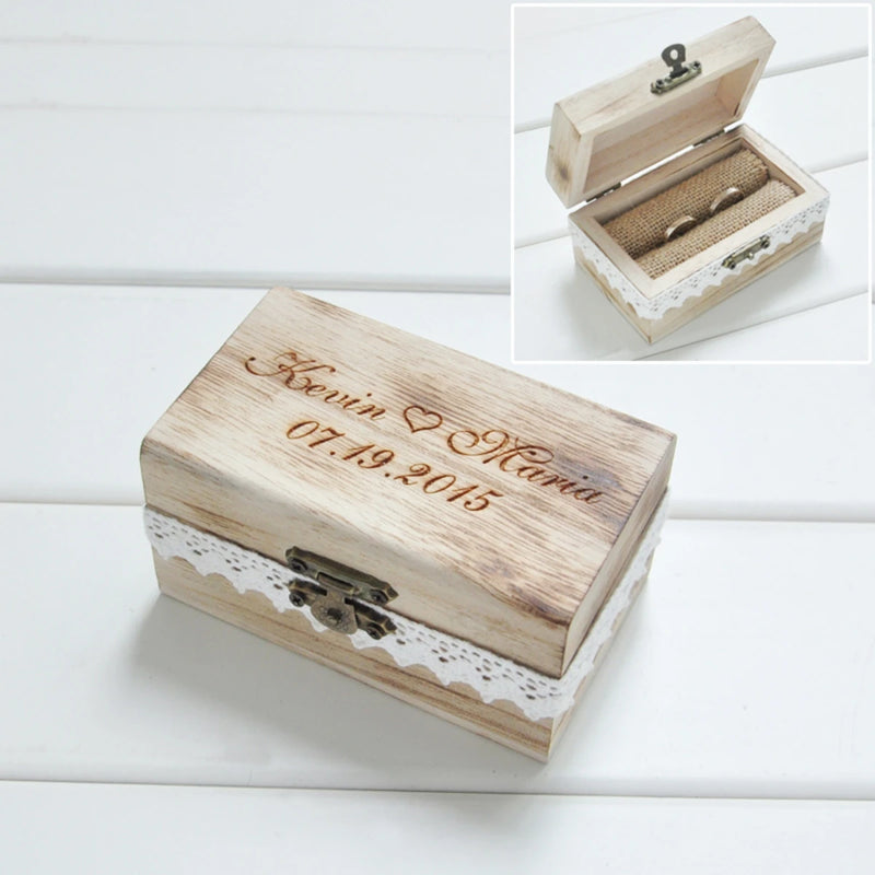 Personalized Wooden Ring Bearer Box Engagement Ring Holder