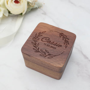 Personalized Wedding Ring Box Engraved Wood Jewelry Storage Box