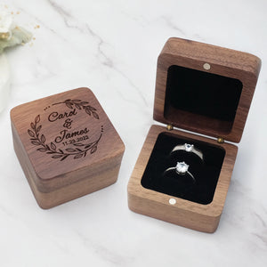 Personalized Wedding Ring Box Engraved Wood Jewelry Storage Box