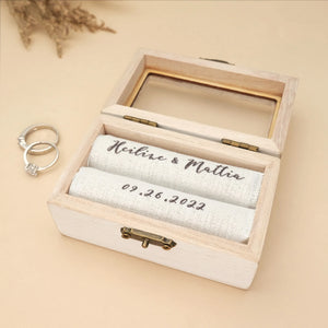 Personalized Wooden Wedding Rings Box Proposal Engagement Ring Holder