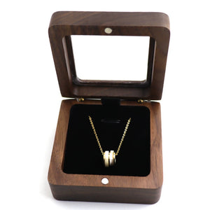 Personalized Walnut Wood Jewelry Box with Open Window Pendant Necklace
