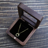 Personalized Walnut Wood Jewelry Box with Open Window Pendant Necklace