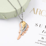 Custom 3 Name Wings Necklace Mixed Steel & Rose Family Engraved Necklace