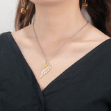 Custom 3 Name Wings Necklace Mixed Steel & Rose Family Engraved Necklace