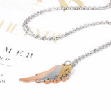 Custom 3 Name Wings Necklace Mixed Steel & Rose Family Engraved Necklace