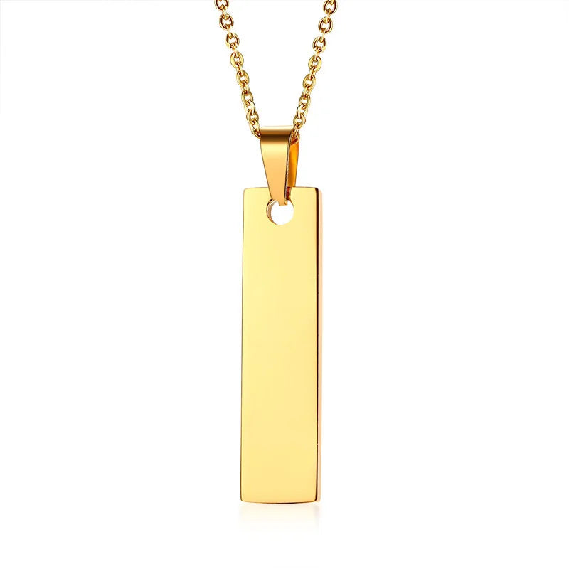Personalized Women Bar Necklace Stainless Steel Charm Collar