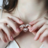 Personalized Openable Heart Crystal Wings Necklace