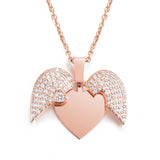Personalized Openable Heart Crystal Wings Necklace