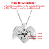 Personalized Openable Heart Crystal Wings Necklace