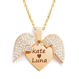 Personalized Openable Heart Crystal Wings Necklace