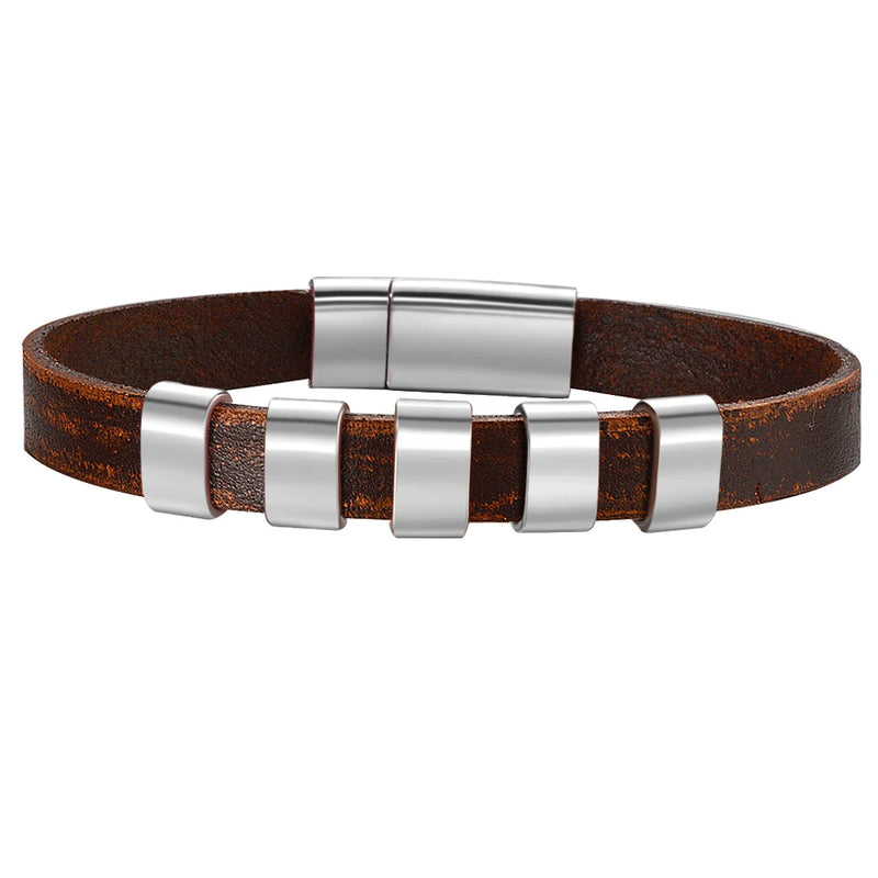 Customized Braided Leather Bracelet - Magnetic Clasp