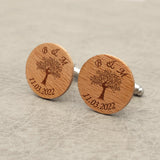 Personalized Wooden Cufflinks For Men Round Cuff Link