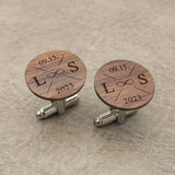 Personalized Wooden Cufflinks For Men Round Cuff Link