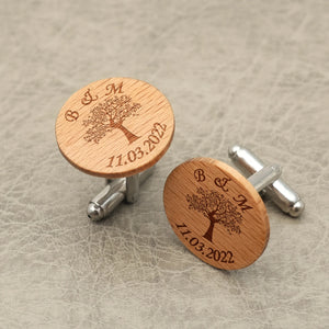 Personalized Wooden Cufflinks For Men Round Cuff Link