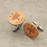 Personalized Wooden Cufflinks For Men Round Cuff Link