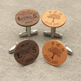 Personalized Wooden Cufflinks For Men Round Cuff Link