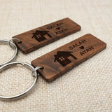Personalized Wooden Keychain Our First Home Housewarming Couple Key