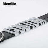 Personalized Word Goth Punk PU Leather Wrist Men Women Bangle