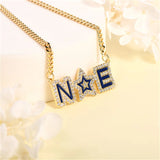 Personalized Zircon Enamel Initial Capital Letter Necklace with Star Enamel Name