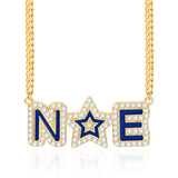 Personalized Zircon Enamel Initial Capital Letter Necklace with Star Enamel Name
