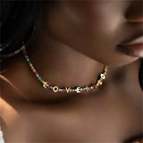 Personalized Colorful Name Necklace With CZ Pendant
