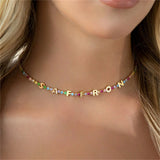 Personalized Colorful Name Necklace With CZ Pendant