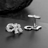 Custom Zircon Letter Name Cufflinks - Wedding Cufflink