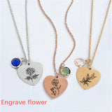 Custom Birthstone Necklace with Engraved Name Date Year