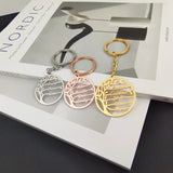 Personalized Stainless Steel Tree of Life Keychain Round Key Ring