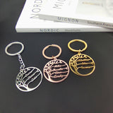 Personalized Stainless Steel Tree of Life Keychain Round Key Ring