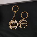 Personalized Stainless Steel Tree of Life Keychain Round Key Ring