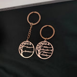Personalized Stainless Steel Tree of Life Keychain Round Key Ring